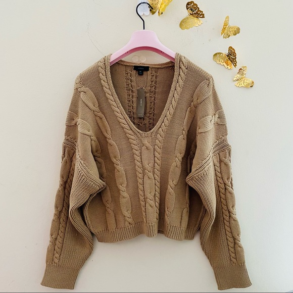 J CREW V Neck Cable-Knit Sweater Size XL - Picture 5 of 10